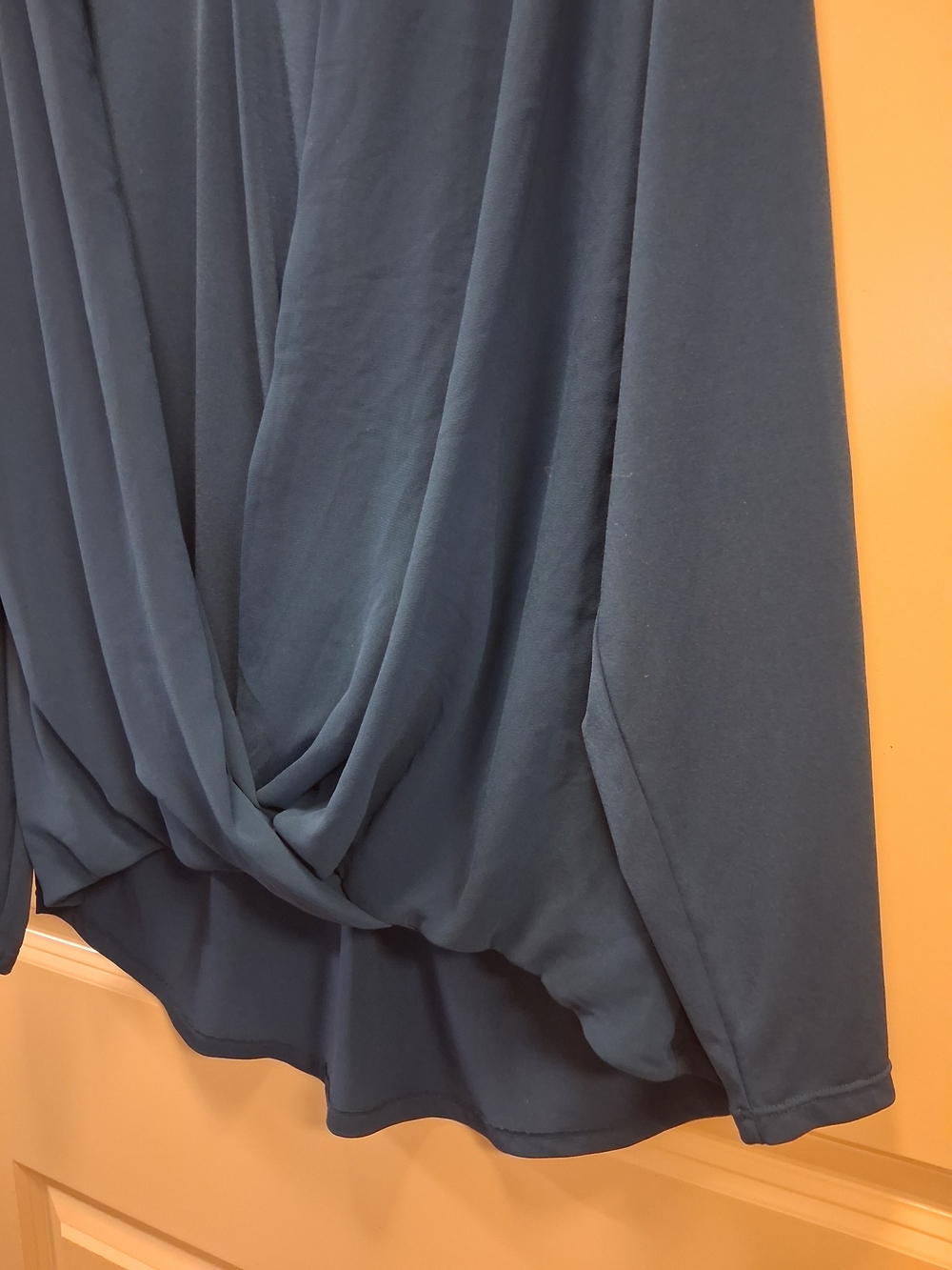 Alfani Dark Teal Blue Wrap-Front Long-Sleeve Hi Low Blouse- Sz 1X - Picture 9 of 12